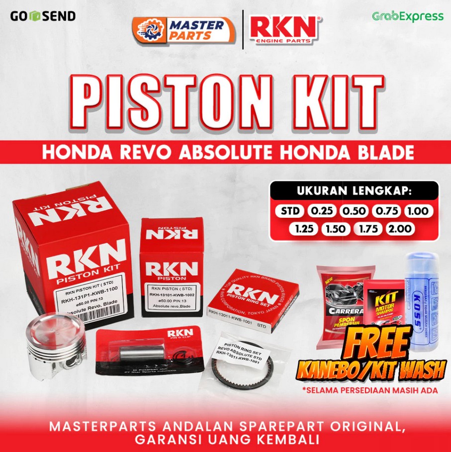 PISTON KIT RKN Revo Abs, Blade STD 25 50 75 1.00 1.25 1.50 1.75 2.00